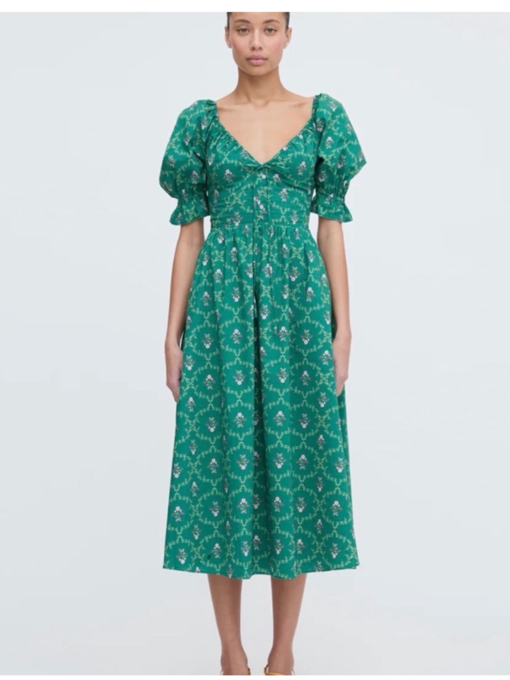 NWT Hill House Ophelia Dress Emerald Green Trellis XL